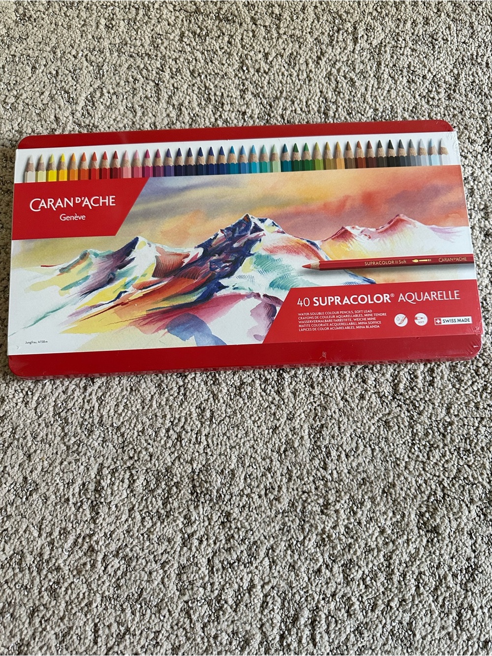 40 Supracolor Aquarelle Colored Pencil Set - Red Tin